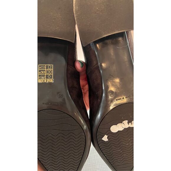 ELODIE BROWN SUEDE POINTED TOES BLOCK HEELS SHOES SIZE 9 - Picture 8 of 9